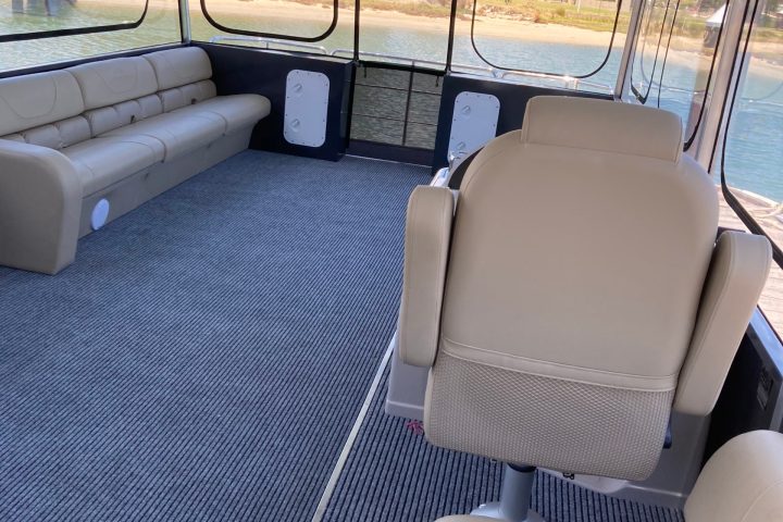 a train that is sitting on a chair